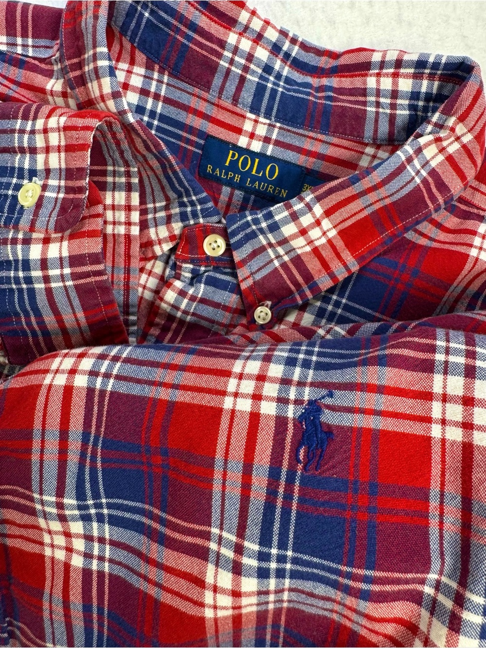 Polo Ralph Lauren Plaid Oxford Shirt 3XLT Big Tall Preppy Americana